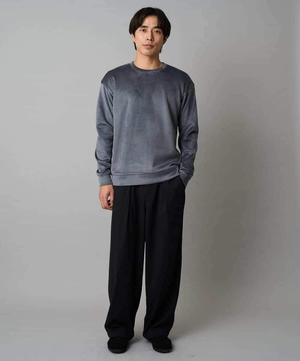 KHLAD33069 a.v.v MEN(アー・ヴェ・ヴェ) 【イージーケア/洗濯機で洗える】裏微起毛ストレッチオーバーパンツ ブラック