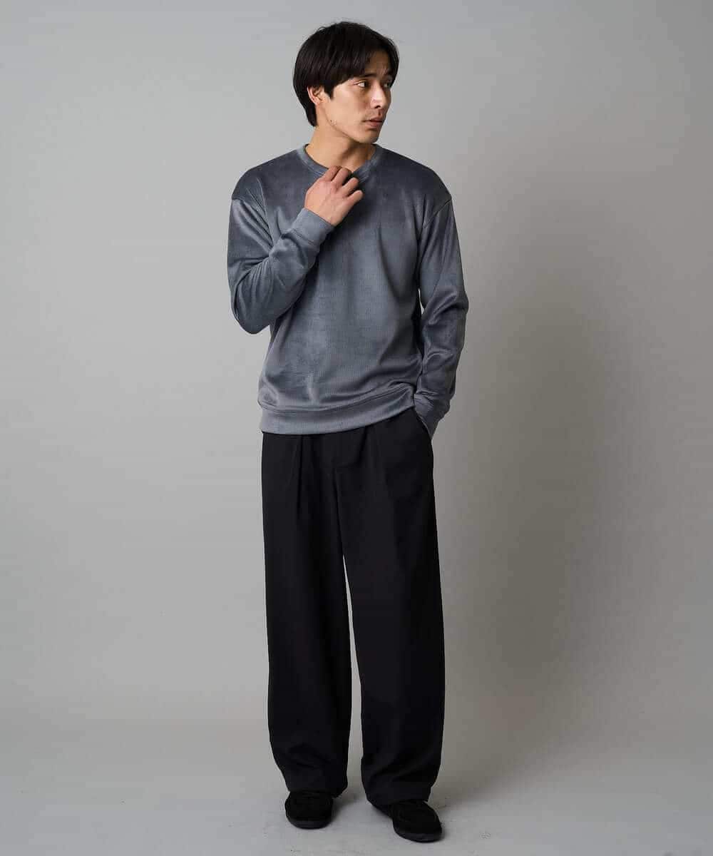 KHLAD33069 a.v.v MEN(アー・ヴェ・ヴェ) 【イージーケア/洗濯機で洗える】裏微起毛ストレッチオーバーパンツ ブラック