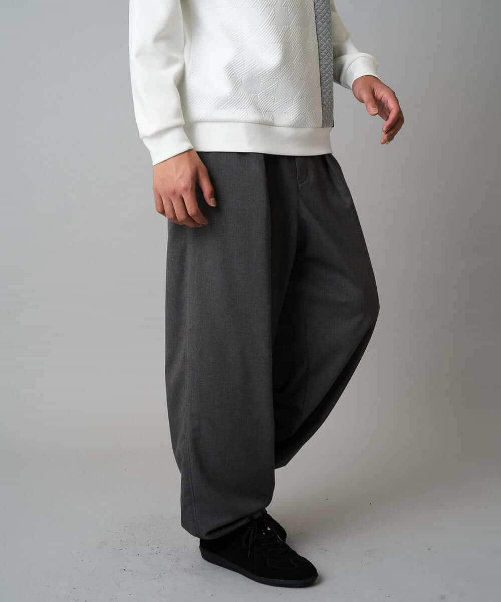 KHLAD33069 a.v.v MEN(アー・ヴェ・ヴェ) 【イージーケア/洗濯機で洗える】裏微起毛ストレッチオーバーパンツ ブラック