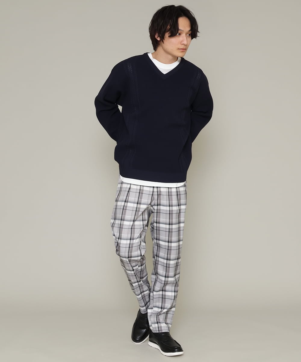 KHLCS04059 a.v.v MEN(アー・ヴェ・ヴェ) アーバンタックチェックパンツ グレー