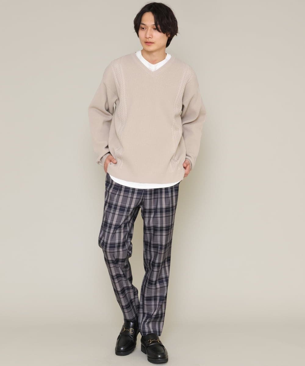 KHLCS04059 a.v.v MEN(アー・ヴェ・ヴェ) アーバンタックチェックパンツ グレー
