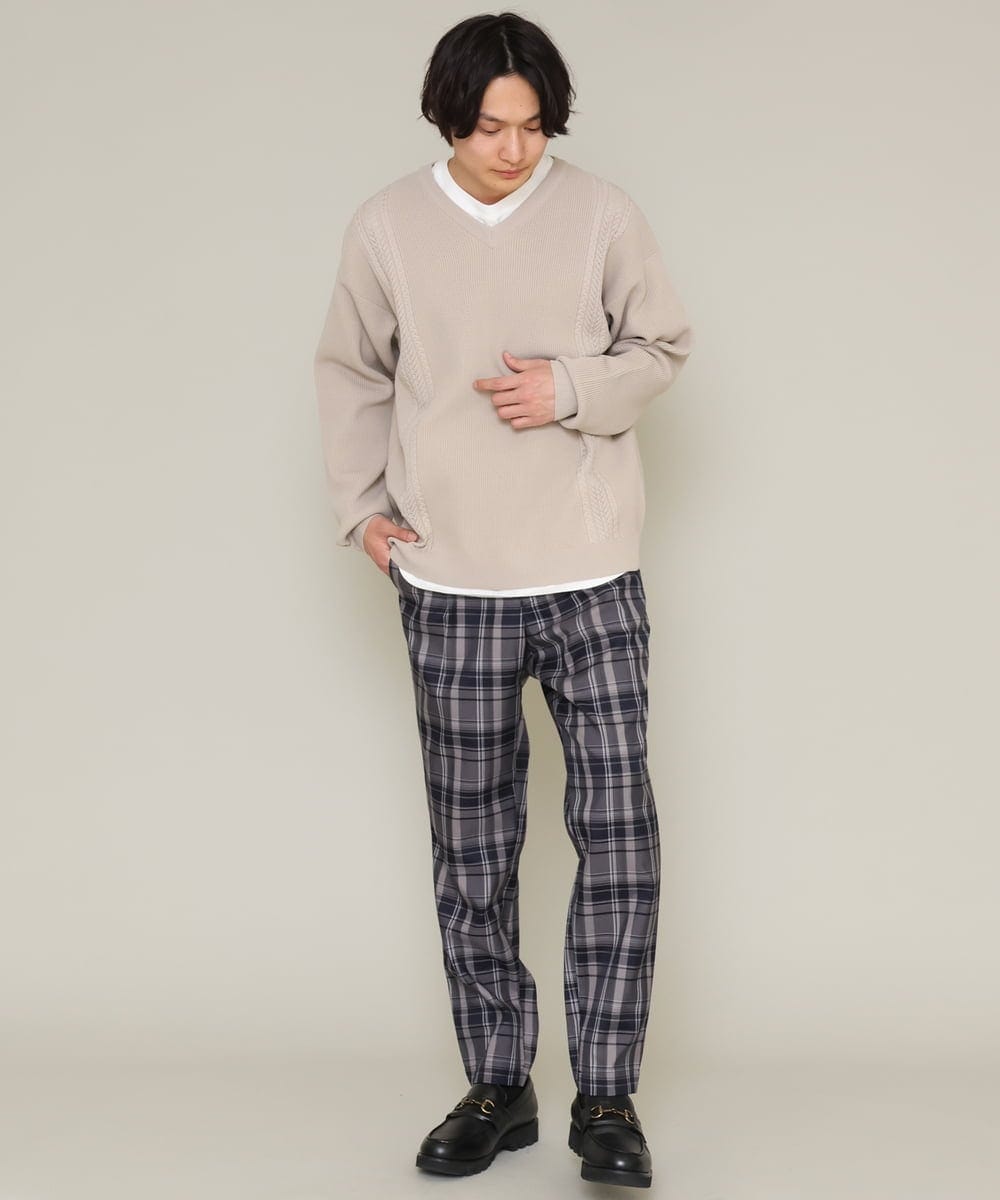 KHLCS04059 a.v.v MEN(アー・ヴェ・ヴェ) アーバンタックチェックパンツ グレー
