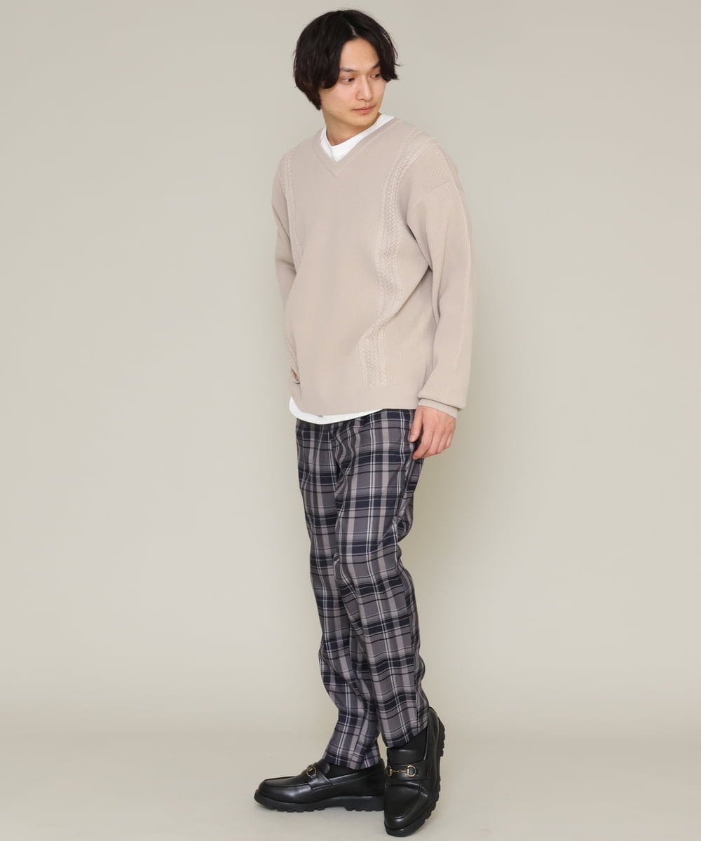 KHLCS04059 a.v.v MEN(アー・ヴェ・ヴェ) アーバンタックチェックパンツ グレー