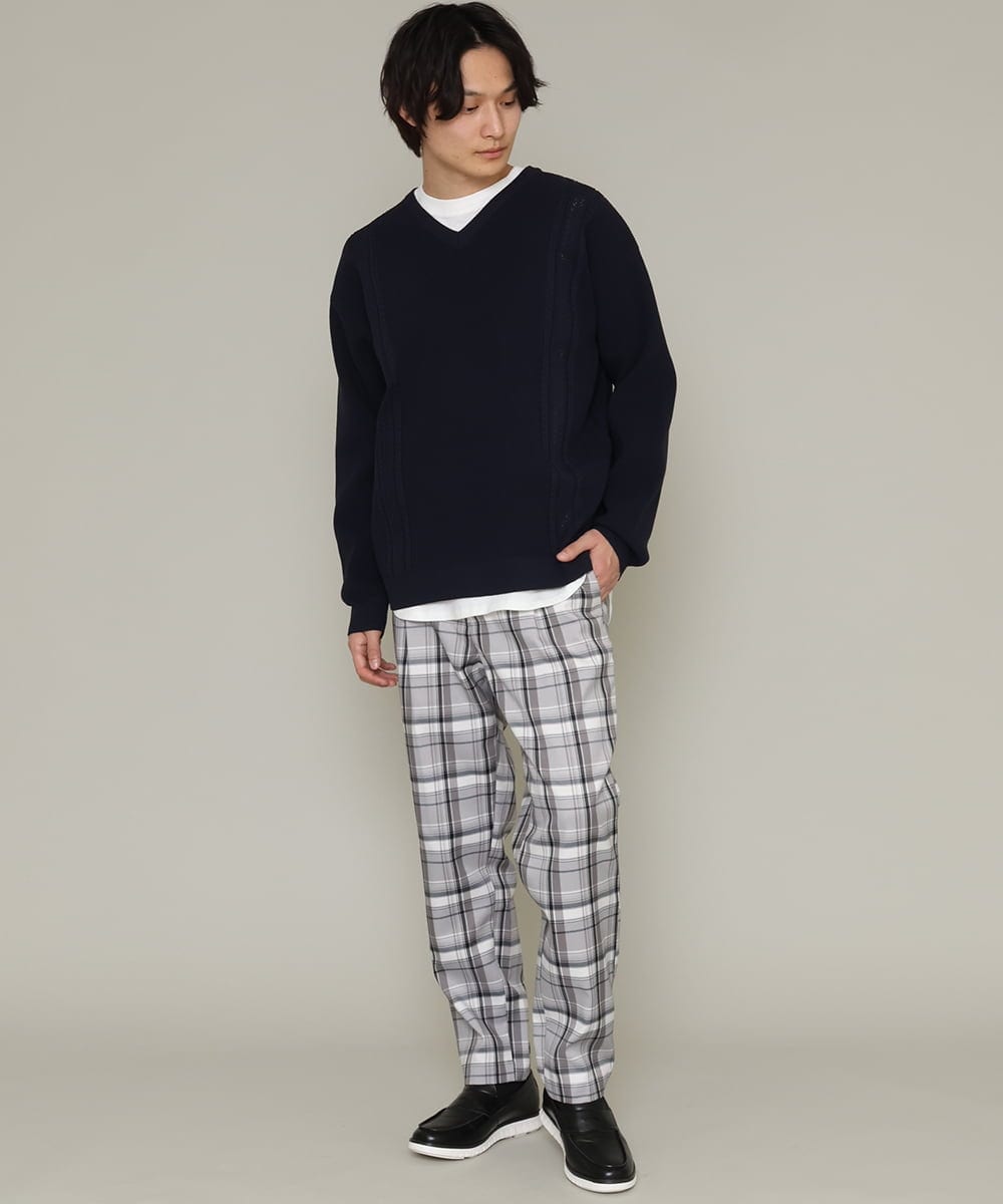 KHLCS04059 a.v.v MEN(アー・ヴェ・ヴェ) アーバンタックチェックパンツ グレー