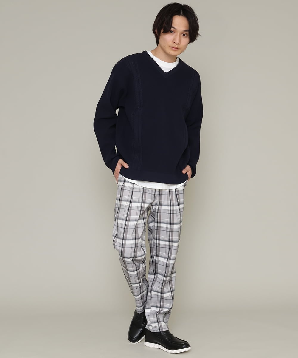 KHLCS04059 a.v.v MEN(アー・ヴェ・ヴェ) アーバンタックチェックパンツ グレー