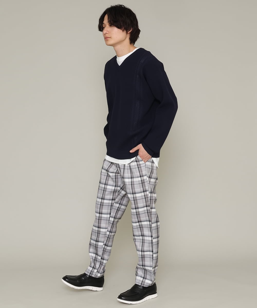 KHLCS04059 a.v.v MEN(アー・ヴェ・ヴェ) アーバンタックチェックパンツ グレー