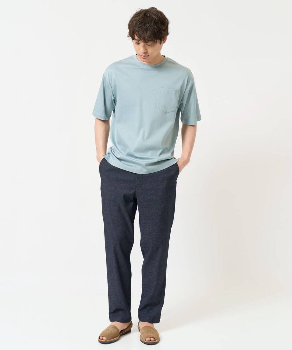 KHLEA02064 a.v.v MEN(アー・ヴェ・ヴェ) 【ON/OFF兼用】スマートシャンブレーテーパードパンツ(スマートシリーズ）セットアップ可 ダークグレー
