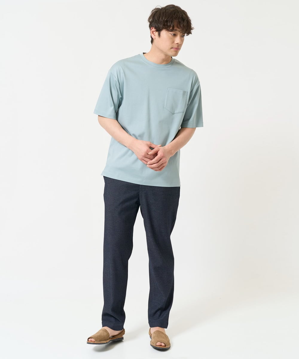KHLEA02064 a.v.v MEN(アー・ヴェ・ヴェ) 【ON/OFF兼用】スマートシャンブレーテーパードパンツ(スマートシリーズ）セットアップ可 ダークグレー