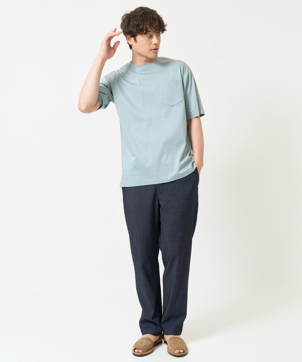 KHLEA02064 a.v.v MEN(アー・ヴェ・ヴェ) 【ON/OFF兼用】スマートシャンブレーテーパードパンツ(スマートシリーズ）セットアップ可 ダークグレー