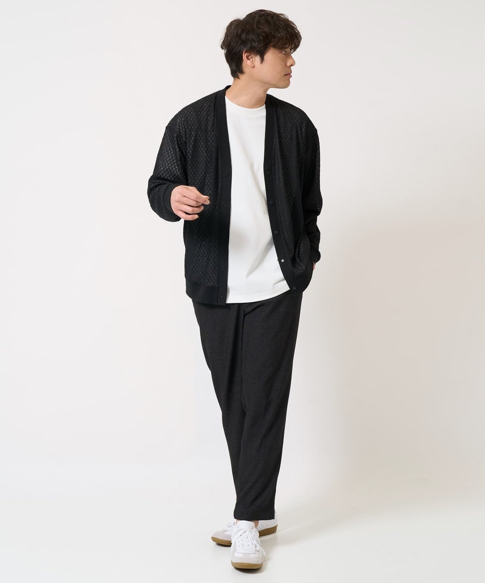 KHLEA02064 a.v.v MEN(アー・ヴェ・ヴェ) 【ON/OFF兼用】スマートシャンブレーテーパードパンツ(スマートシリーズ）セットアップ可 ダークグレー
