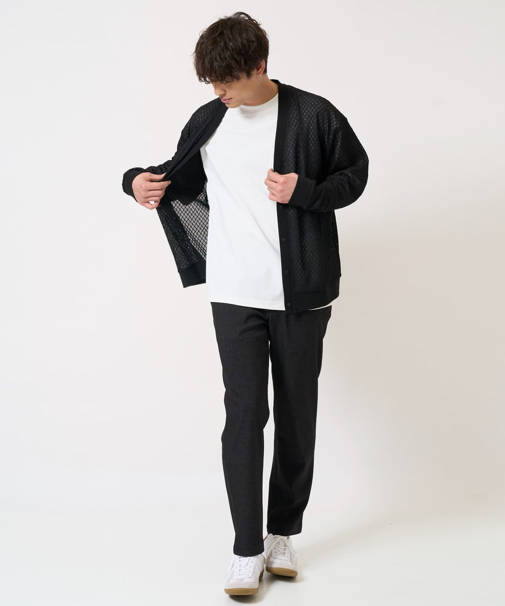KHLEA02064 a.v.v MEN(アー・ヴェ・ヴェ) 【ON/OFF兼用】スマートシャンブレーテーパードパンツ(スマートシリーズ）セットアップ可 ダークグレー