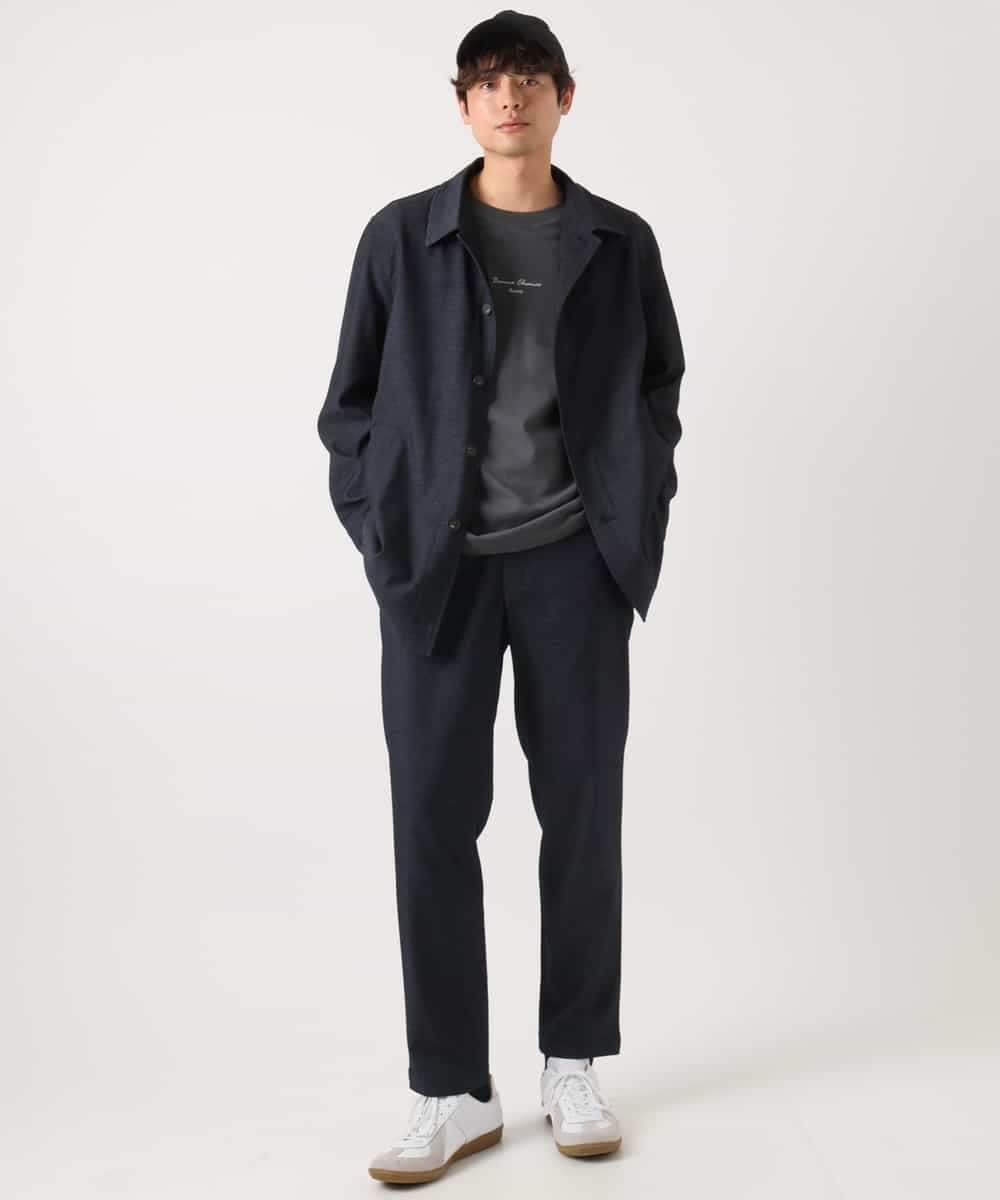 KHLEA02064 a.v.v MEN(アー・ヴェ・ヴェ) 【ON/OFF兼用】スマートシャンブレーテーパードパンツ(スマートシリーズ）セットアップ可 ダークグレー