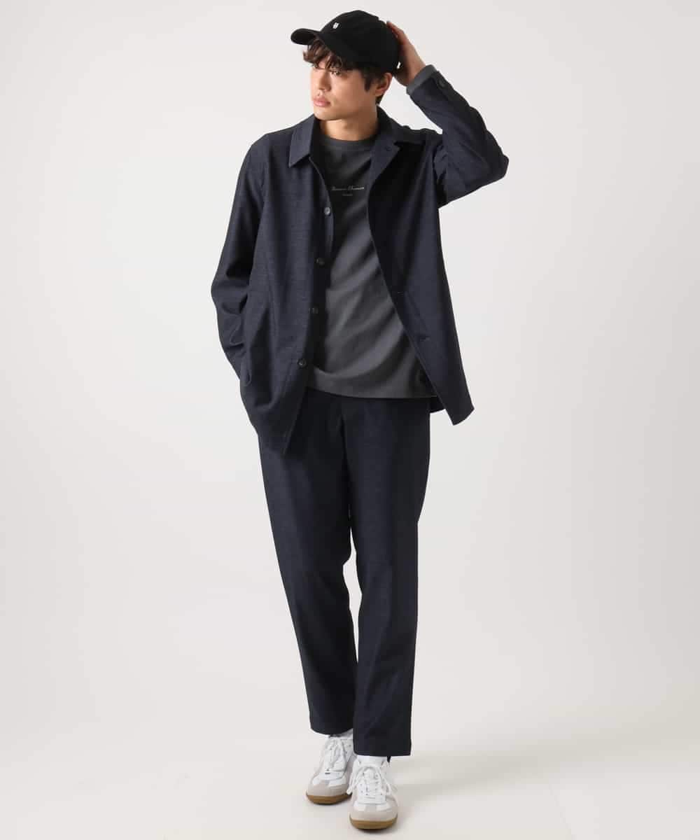 KHLEA02064 a.v.v MEN(アー・ヴェ・ヴェ) 【ON/OFF兼用】スマートシャンブレーテーパードパンツ(スマートシリーズ）セットアップ可 ダークグレー