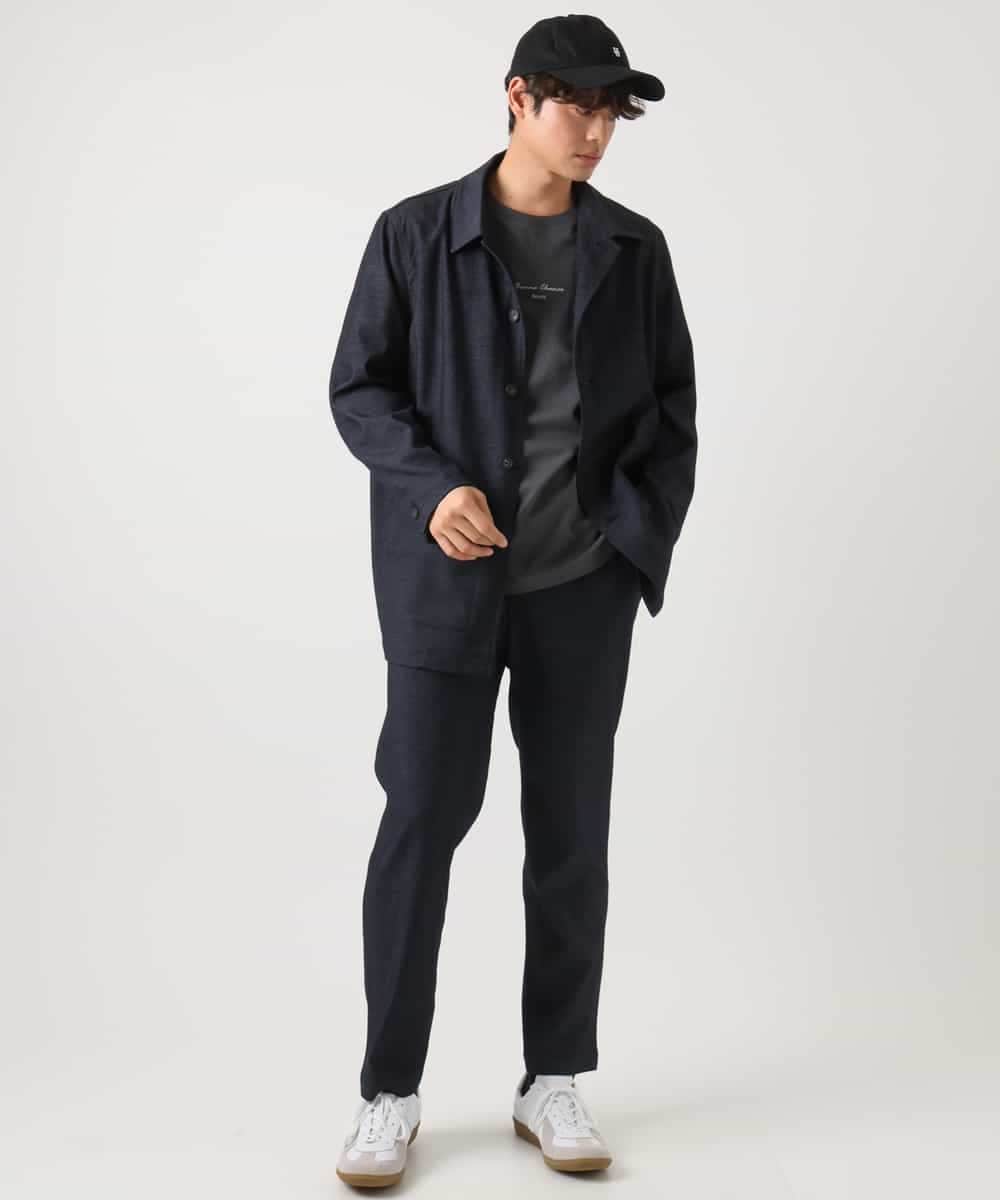 KHLEA02064 a.v.v MEN(アー・ヴェ・ヴェ) 【ON/OFF兼用】スマートシャンブレーテーパードパンツ(スマートシリーズ）セットアップ可 ダークグレー