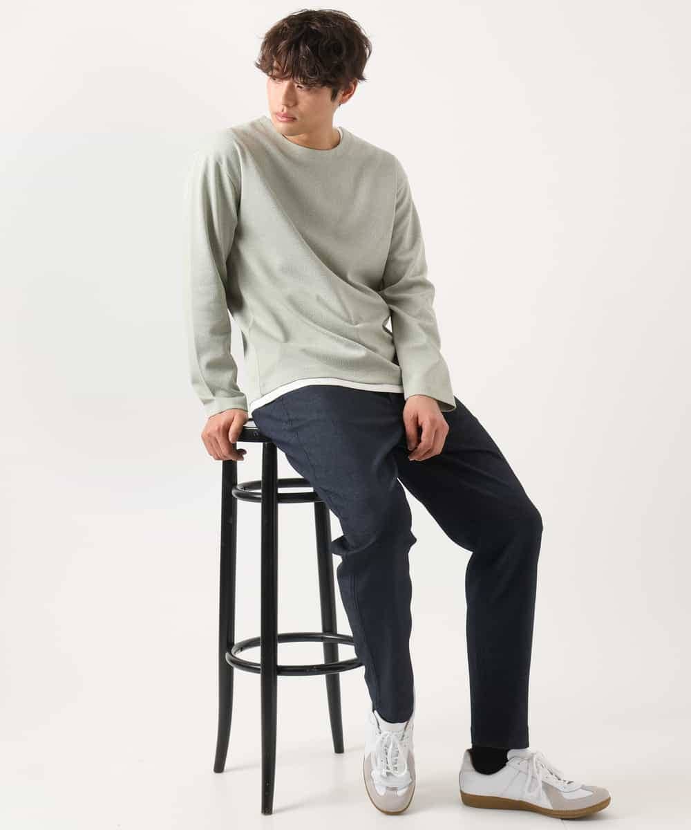 KHLEA02064 a.v.v MEN(アー・ヴェ・ヴェ) 【ON/OFF兼用】スマートシャンブレーテーパードパンツ(スマートシリーズ）セットアップ可 ダークグレー
