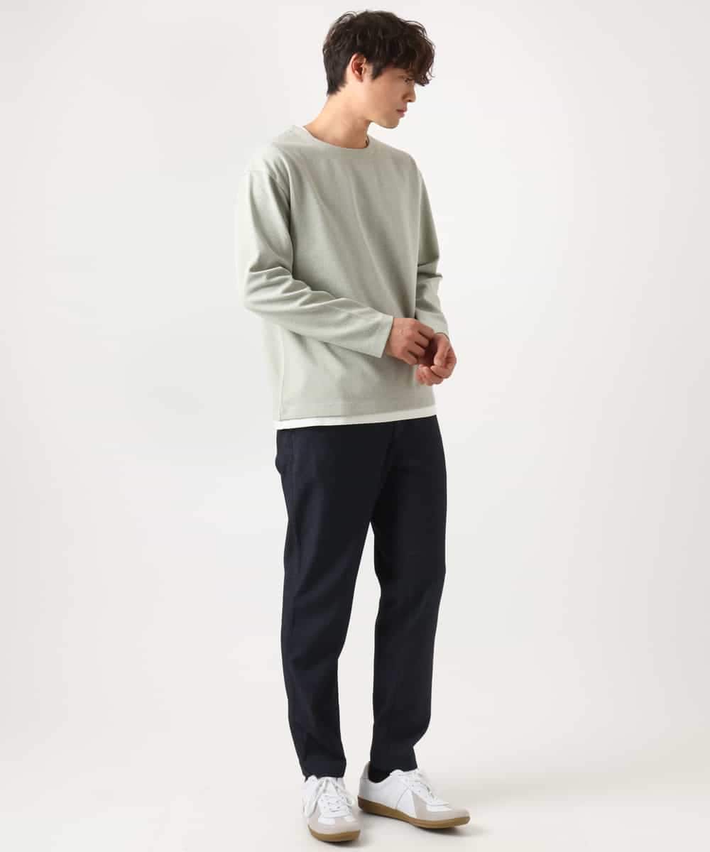 KHLEA02064 a.v.v MEN(アー・ヴェ・ヴェ) 【ON/OFF兼用】スマートシャンブレーテーパードパンツ(スマートシリーズ）セットアップ可 ダークグレー