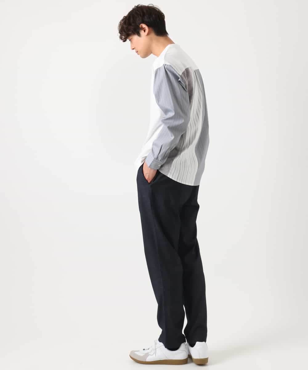 KHLEA02064 a.v.v MEN(アー・ヴェ・ヴェ) 【ON/OFF兼用】スマートシャンブレーテーパードパンツ(スマートシリーズ）セットアップ可 ダークグレー