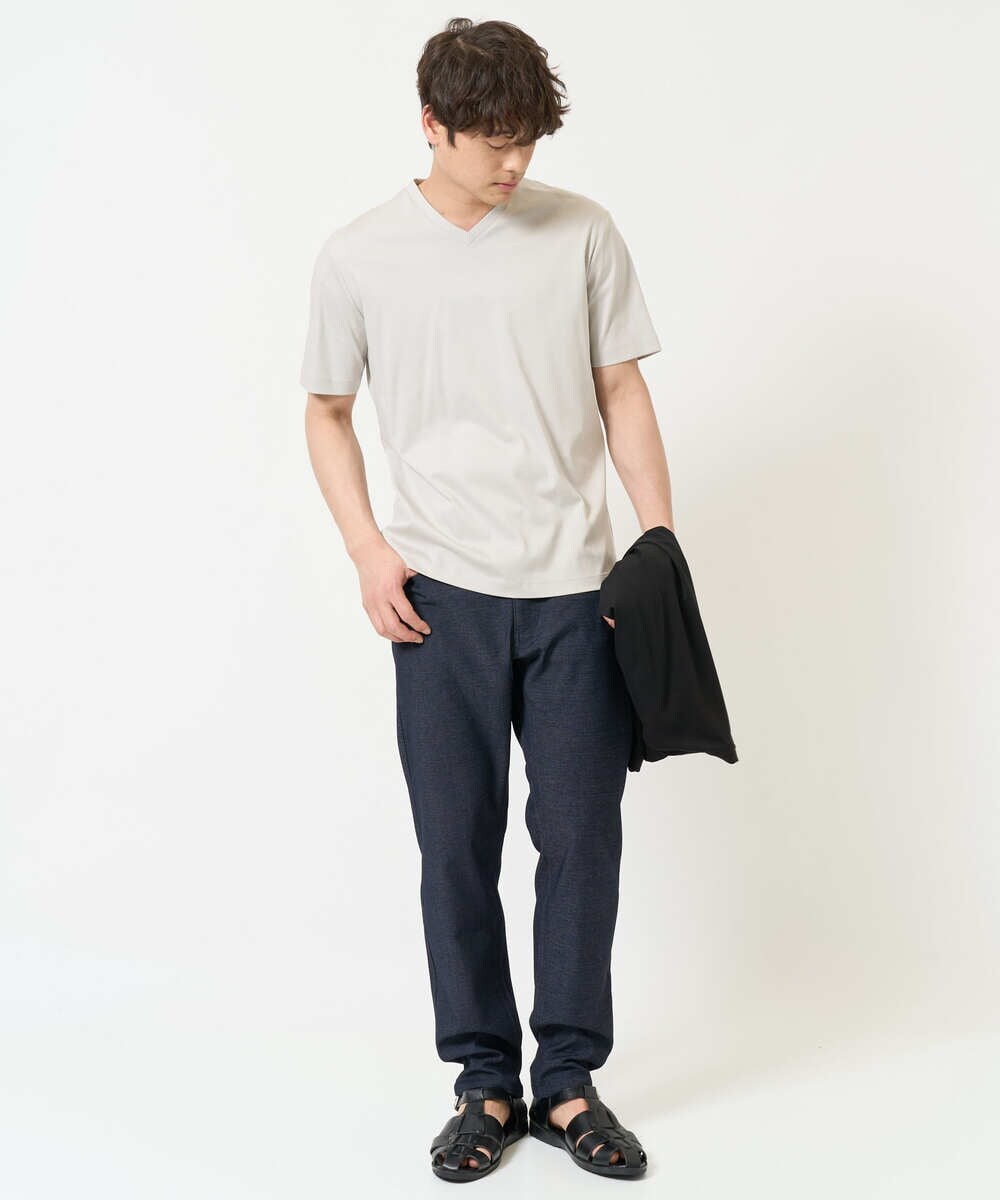 KHLEA03064 a.v.v MEN(アー・ヴェ・ヴェ) 【定番パンツ】スマートシャンブレー5ポケットパンツ(セットアップ可） ダークグレー