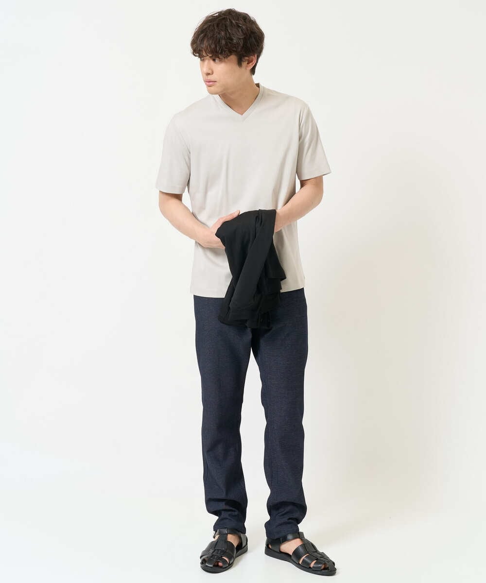 KHLEA03064 a.v.v MEN(アー・ヴェ・ヴェ) 【定番パンツ】スマートシャンブレー5ポケットパンツ(セットアップ可） ダークグレー