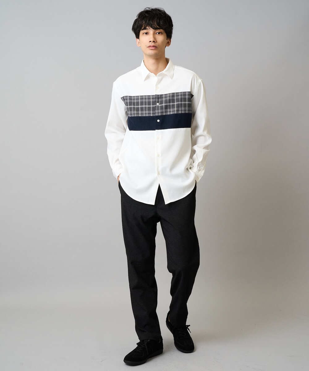 KHLEA03064 a.v.v MEN(アー・ヴェ・ヴェ) 【ストレッチ】スマートシャンブレー5ポケットパンツ(セットアップ可） ダークグレー