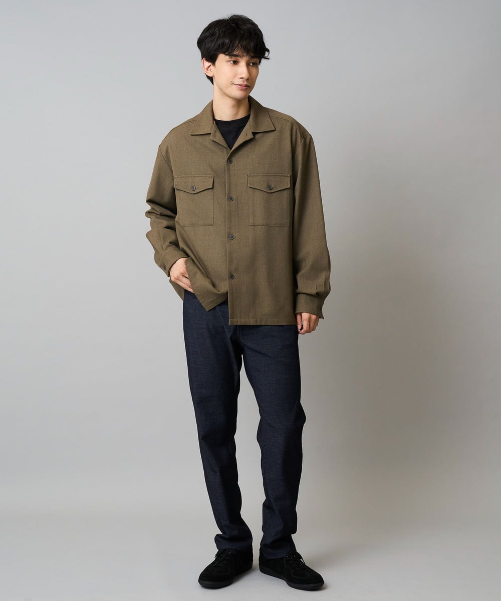 KHLEA03064 a.v.v MEN(アー・ヴェ・ヴェ) 【ストレッチ】スマートシャンブレー5ポケットパンツ(セットアップ可） ダークグレー