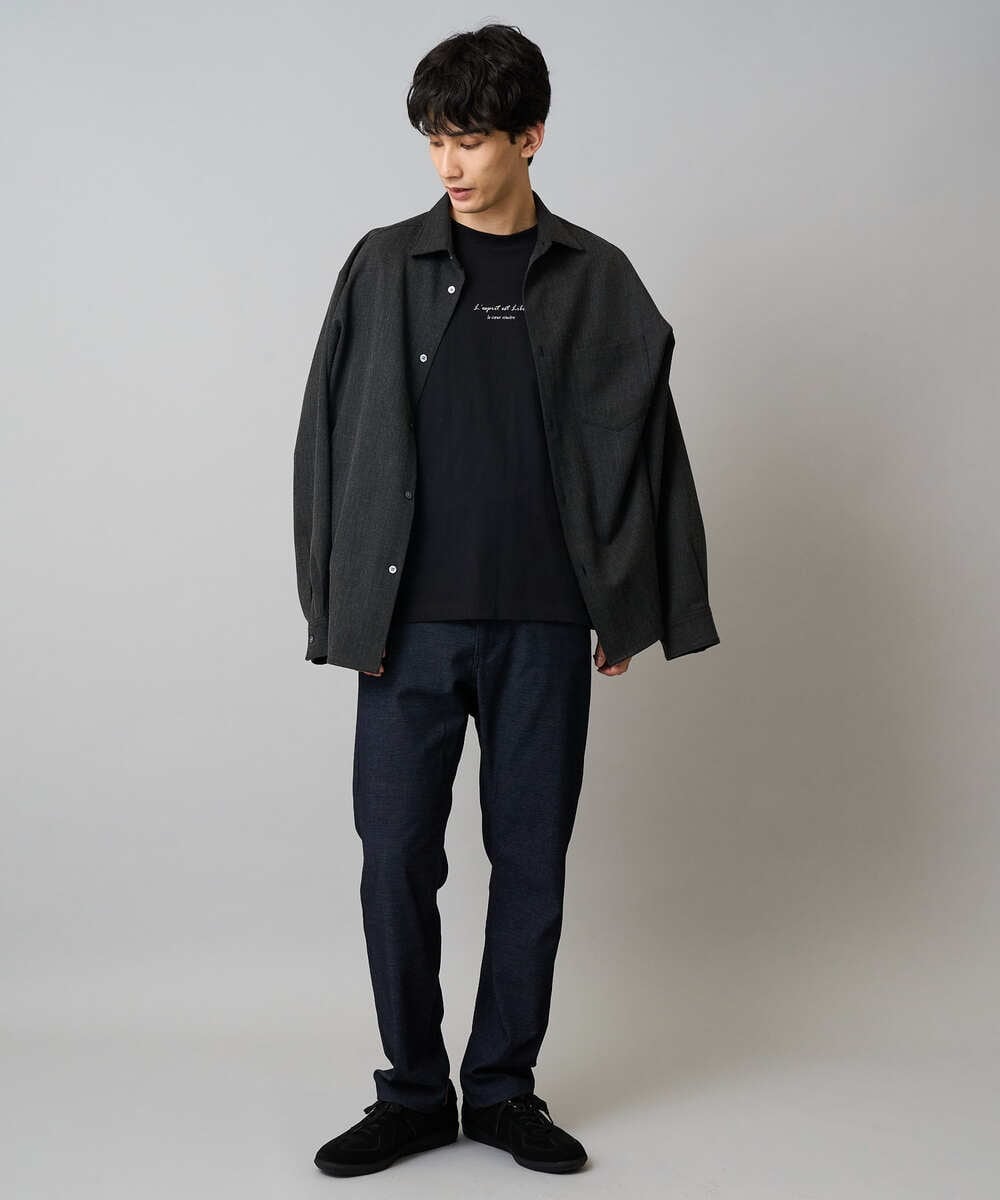 KHLEA03064 a.v.v MEN(アー・ヴェ・ヴェ) 【ストレッチ】スマートシャンブレー5ポケットパンツ(セットアップ可） ダークグレー