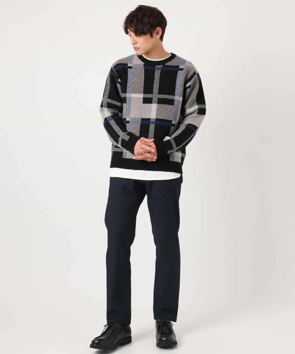 KHLEA03064 a.v.v MEN(アー・ヴェ・ヴェ) 【定番パンツ】スマートシャンブレー5ポケットパンツ(セットアップ可） ダークグレー
