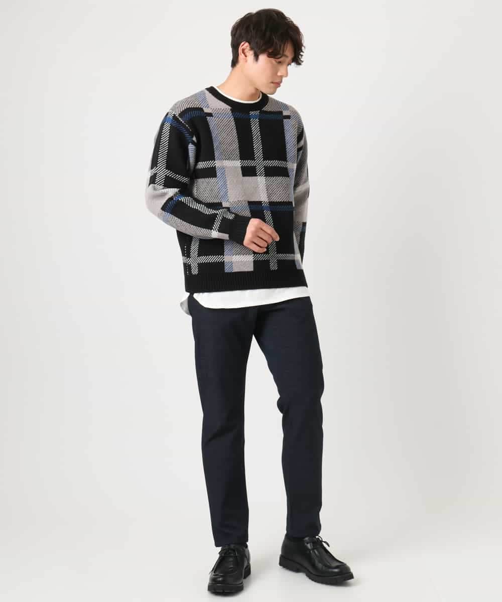 KHLEA03064 a.v.v MEN(アー・ヴェ・ヴェ) 【定番パンツ】スマートシャンブレー5ポケットパンツ(セットアップ可） ダークグレー