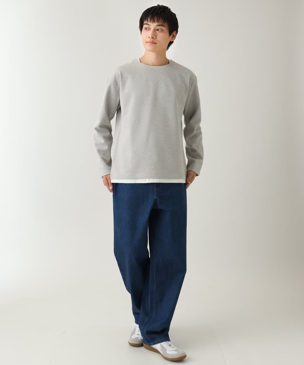 KHLEA10079 a.v.v MEN(アー・ヴェ・ヴェ) 【大人デニム】ワイドストレートデニムパンツ ブルー