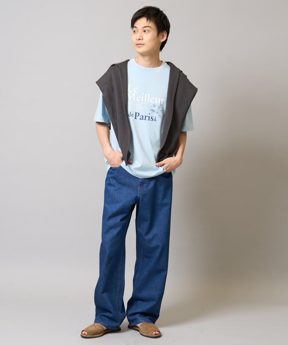 KHLEA10079 a.v.v MEN(アー・ヴェ・ヴェ) 【大人デニム】ワイドストレートデニムパンツ ブルー