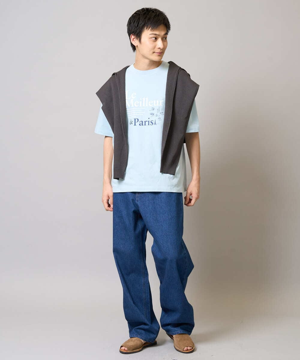 KHLEA10079 a.v.v MEN(アー・ヴェ・ヴェ) 【大人デニム】ワイドストレートデニムパンツ ブルー