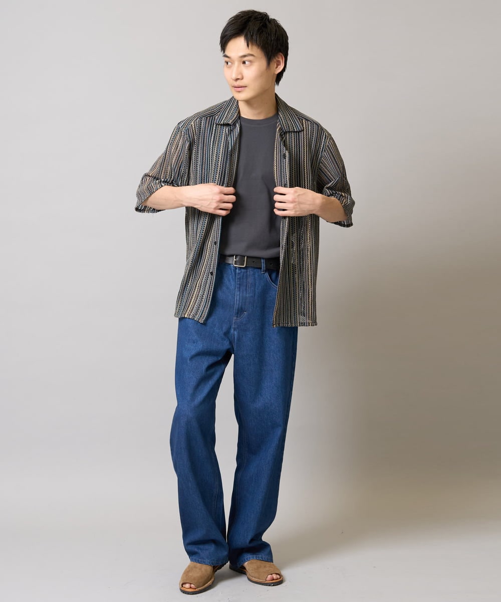 KHLEA10079 a.v.v MEN(アー・ヴェ・ヴェ) 【大人デニム】ワイドストレートデニムパンツ ブルー