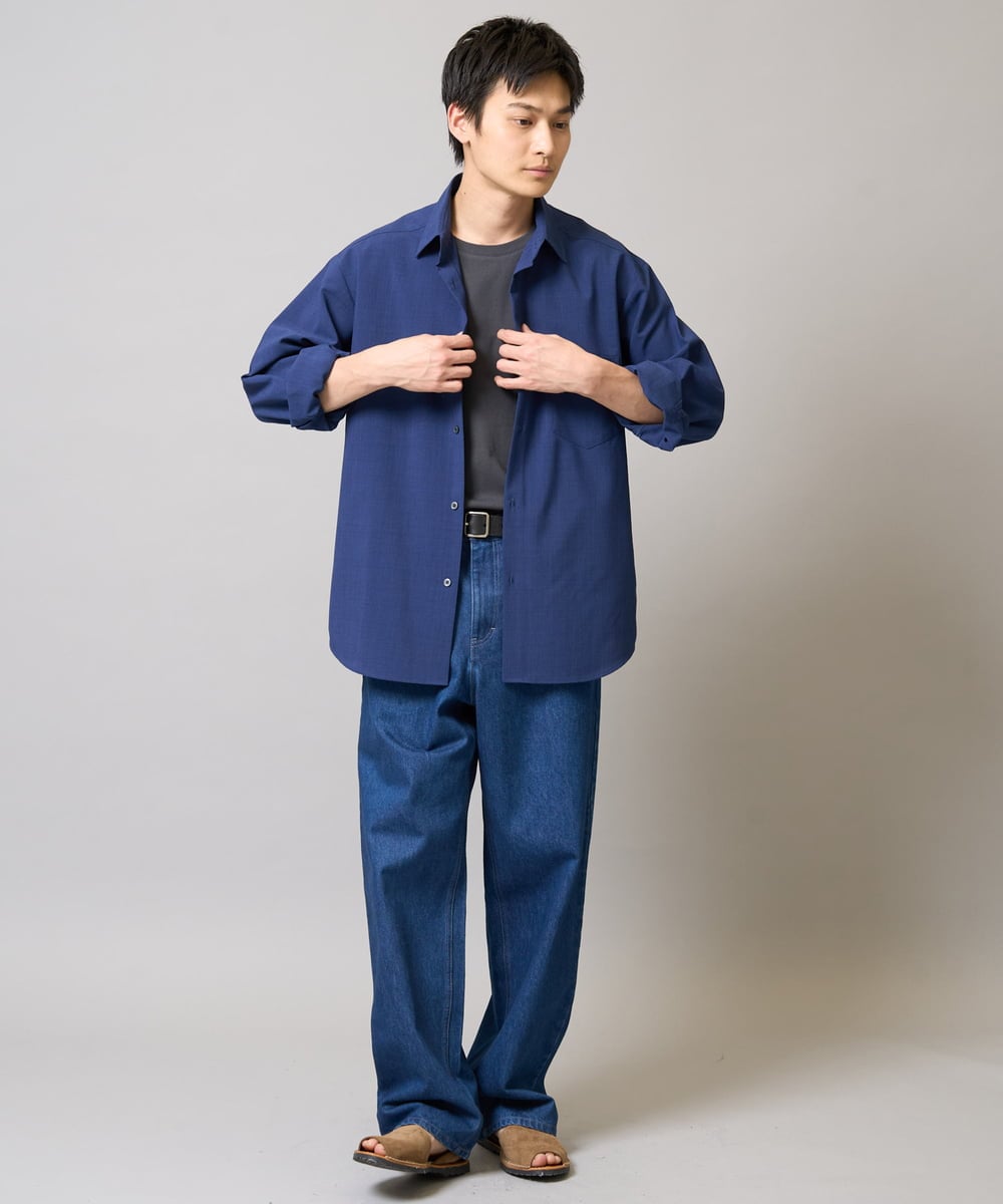 KHLEA10079 a.v.v MEN(アー・ヴェ・ヴェ) 【大人デニム】ワイドストレートデニムパンツ ブルー