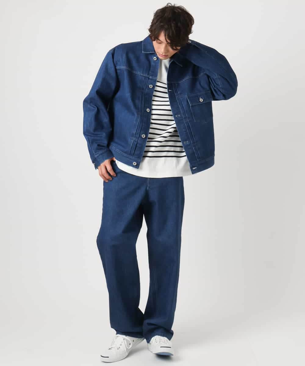 KHLEA10079 a.v.v MEN(アー・ヴェ・ヴェ) 【大人デニム】ワイドストレートデニムパンツ ブルー