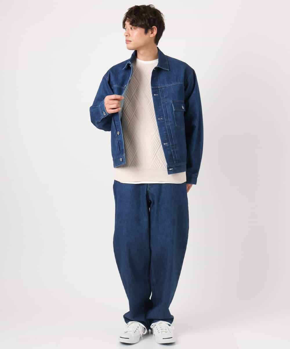 KHLEA10079 a.v.v MEN(アー・ヴェ・ヴェ) 【大人デニム】ワイドストレートデニムパンツ ブルー