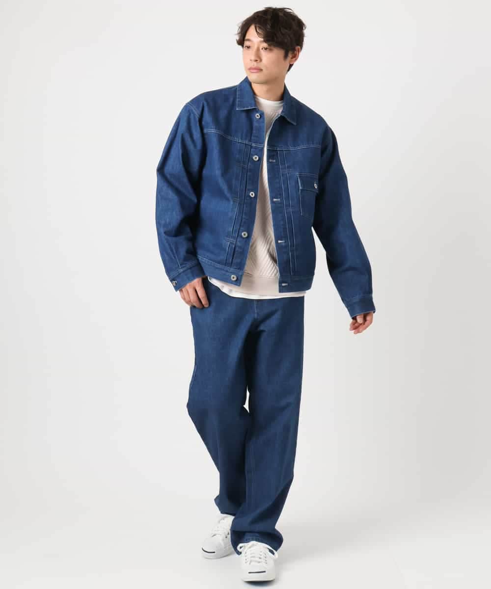 KHLEA10079 a.v.v MEN(アー・ヴェ・ヴェ) 【大人デニム】ワイドストレートデニムパンツ ブルー
