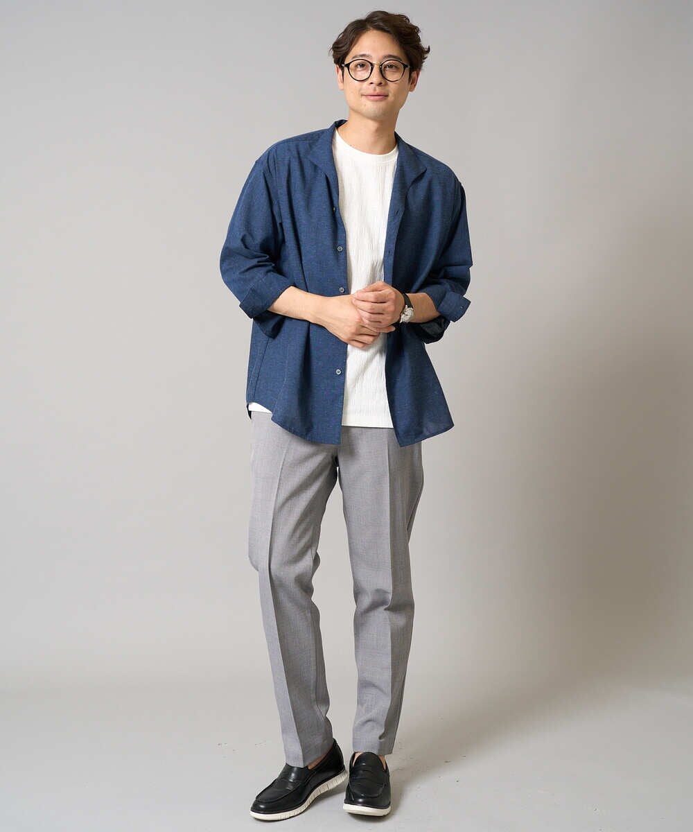 KHLEA84079 a.v.v MEN(アー・ヴェ・ヴェ) 【洗濯機で洗える/ストレッチ】メランジストレッチイージースラックス グレー