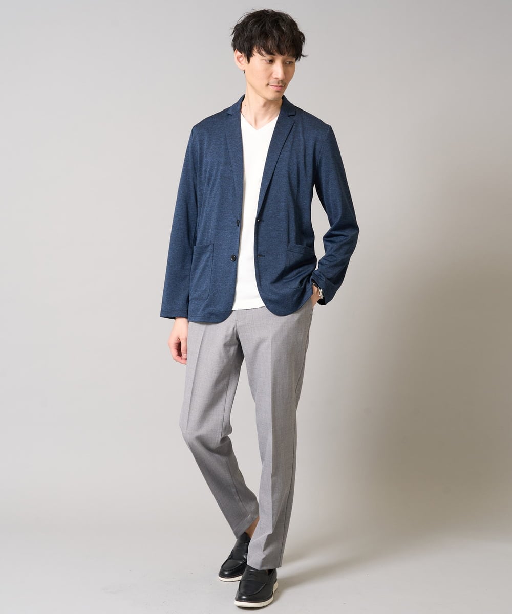 KHLEA84079 a.v.v MEN(アー・ヴェ・ヴェ) 【洗濯機で洗える/ストレッチ】メランジストレッチイージースラックス グレー