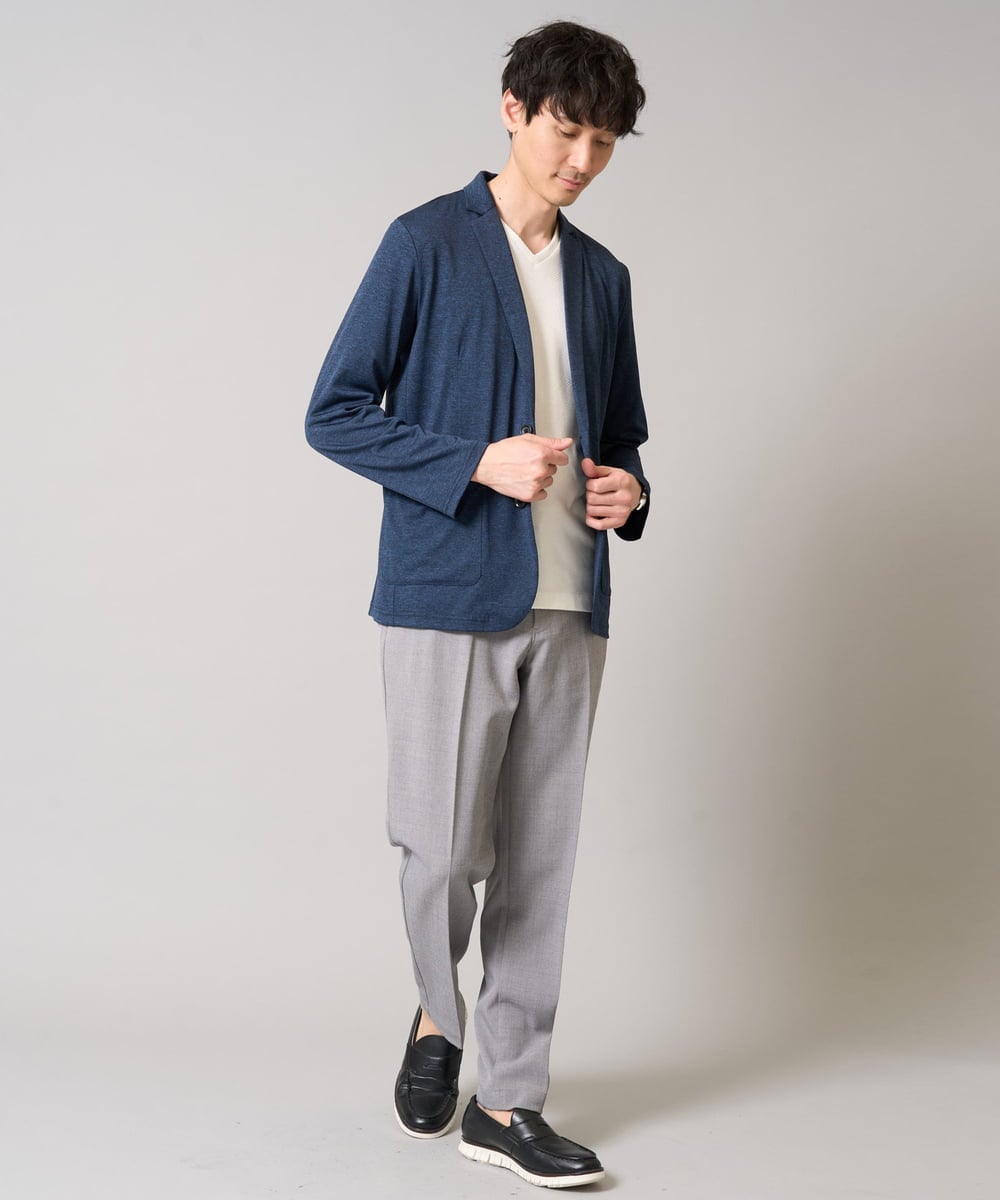 KHLEA84079 a.v.v MEN(アー・ヴェ・ヴェ) 【洗濯機で洗える/ストレッチ】メランジストレッチイージースラックス グレー