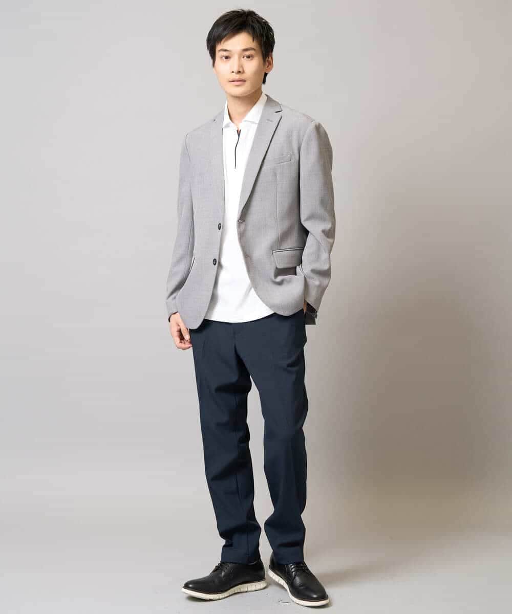KHLEA84079 a.v.v MEN(アー・ヴェ・ヴェ) 【洗濯機で洗える/ストレッチ】メランジストレッチイージースラックス グレー