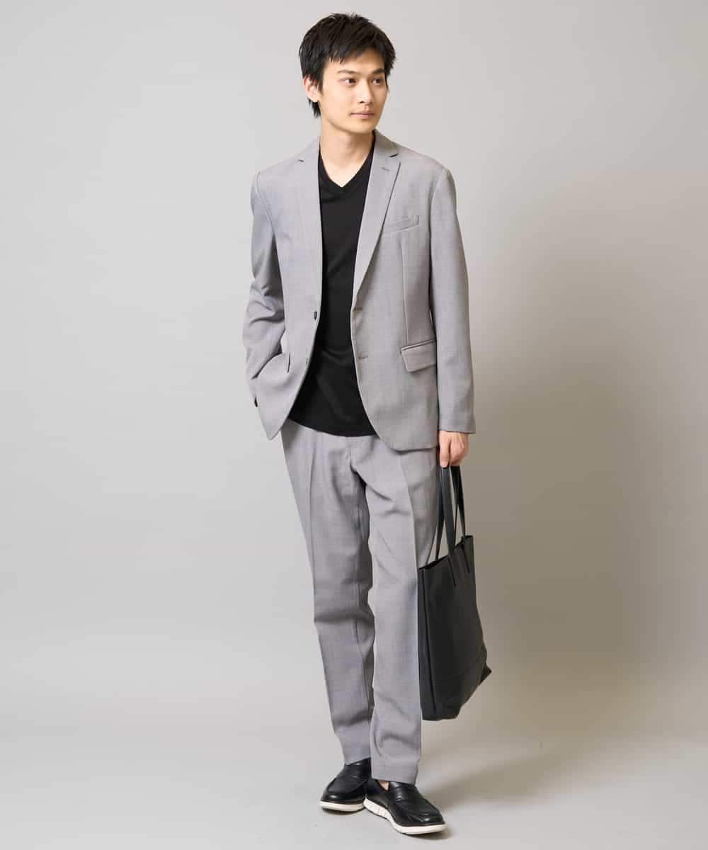 KHLEA84079 a.v.v MEN(アー・ヴェ・ヴェ) 【洗濯機で洗える/ストレッチ】メランジストレッチイージースラックス グレー