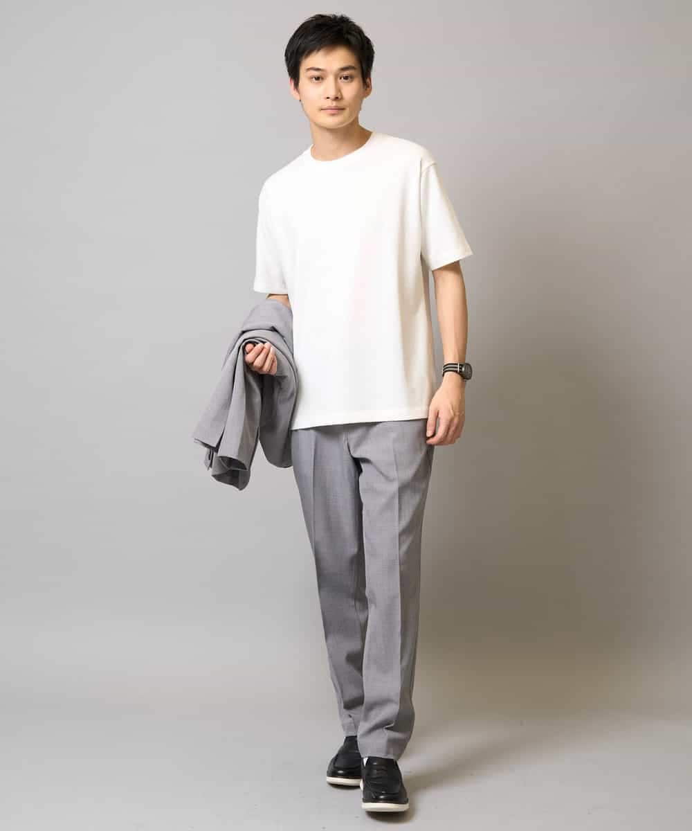 KHLEA84079 a.v.v MEN(アー・ヴェ・ヴェ) 【洗濯機で洗える/ストレッチ】メランジストレッチイージースラックス グレー
