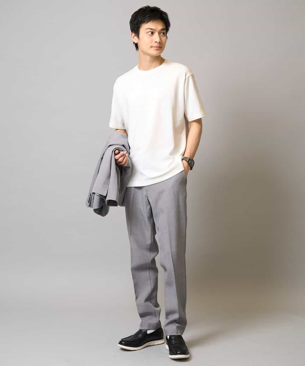 KHLEA84079 a.v.v MEN(アー・ヴェ・ヴェ) 【洗濯機で洗える/ストレッチ】メランジストレッチイージースラックス グレー