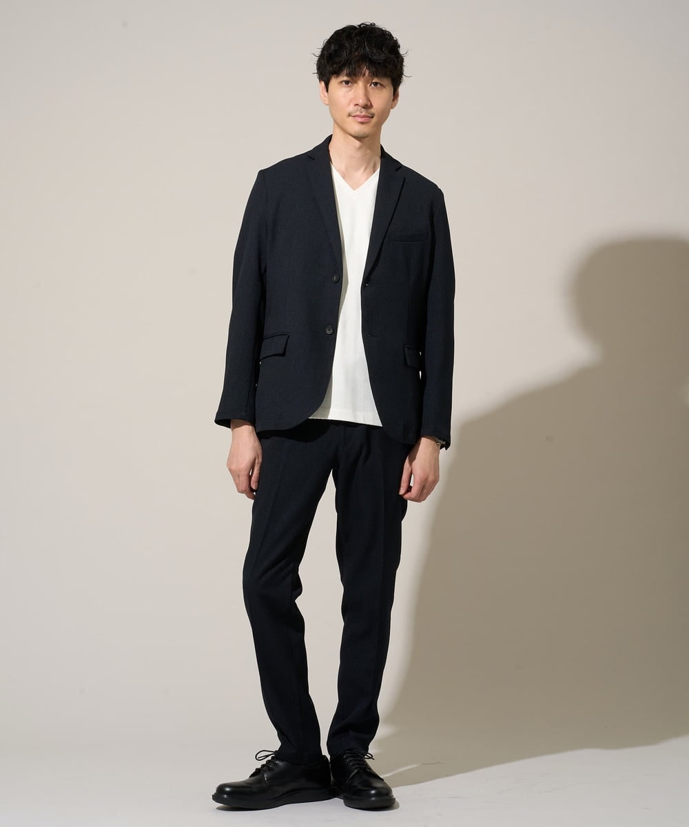 KHLED01069 a.v.v MEN(アー・ヴェ・ヴェ) 【イージーケア/洗濯機で洗える/ストレッチ】グレンチェックストレッチスマートスラックス ネイビー