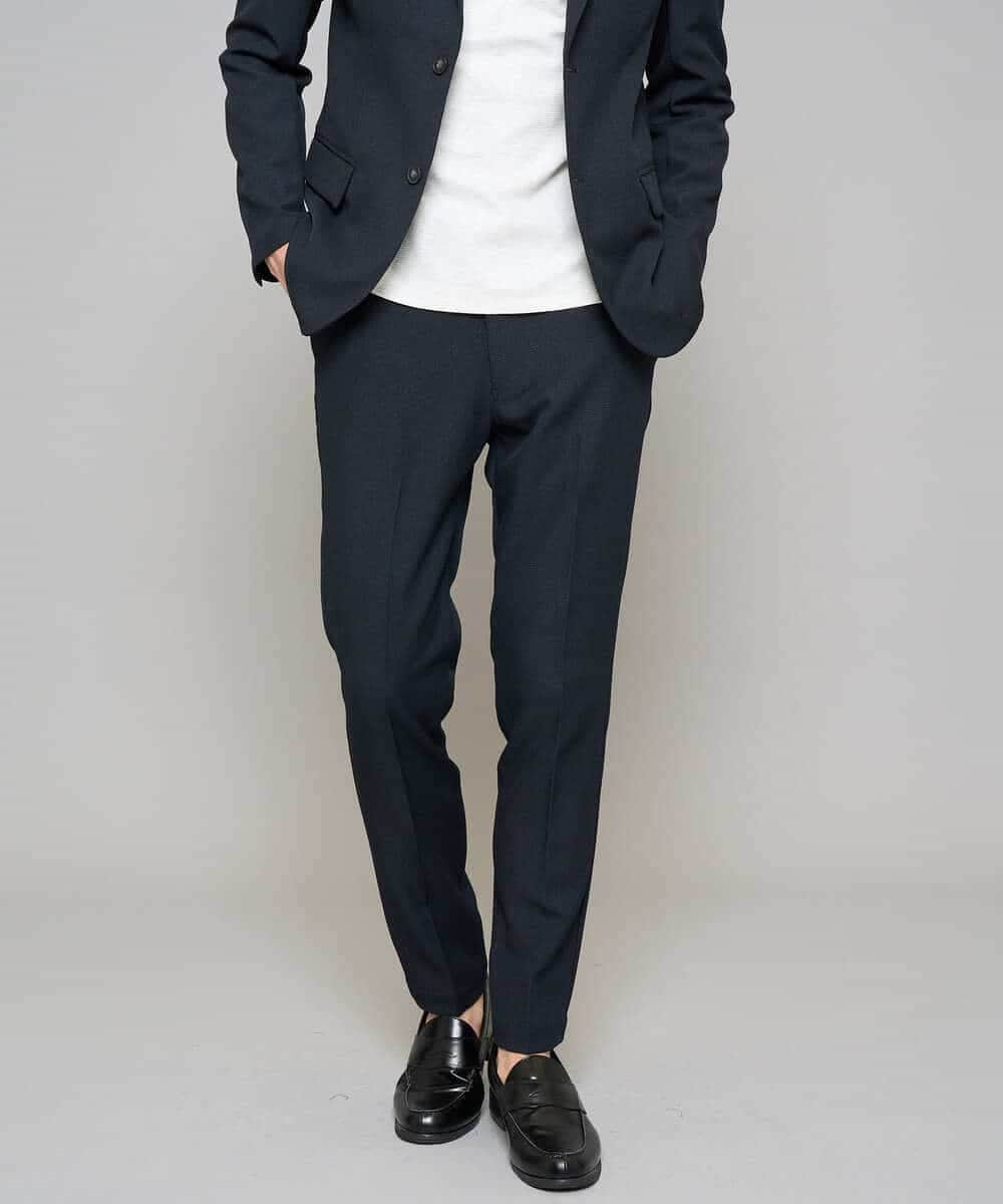 KHLED01069 a.v.v MEN(アー・ヴェ・ヴェ) 【イージーケア/洗濯機で洗える/ストレッチ】グレンチェックストレッチスマートスラックス ネイビー