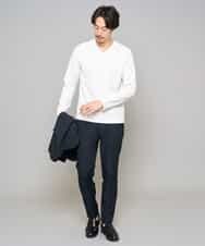 KHLED01069 a.v.v MEN(アー・ヴェ・ヴェ) 【イージーケア/洗濯機で洗える/ストレッチ】グレンチェックストレッチスマートスラックス ネイビー