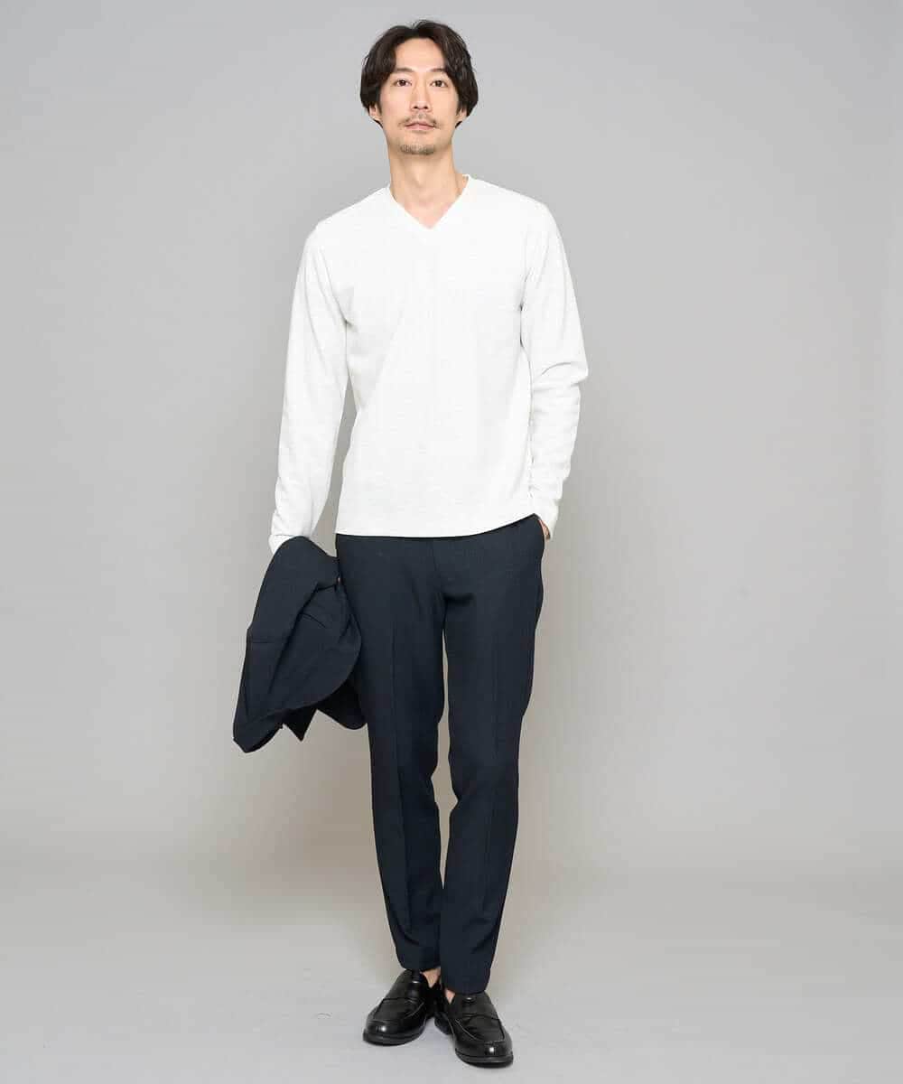 KHLED01069 a.v.v MEN(アー・ヴェ・ヴェ) 【イージーケア/洗濯機で洗える/ストレッチ】グレンチェックストレッチスマートスラックス ネイビー