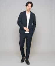 KHLED01069 a.v.v MEN(アー・ヴェ・ヴェ) 【イージーケア/洗濯機で洗える/ストレッチ】グレンチェックストレッチスマートスラックス ネイビー