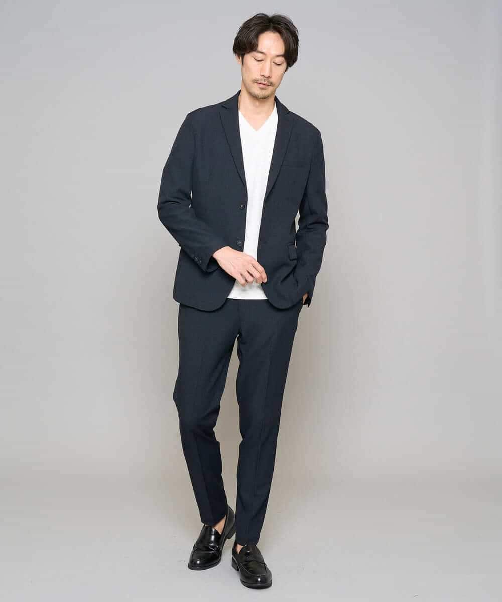 KHLED01069 a.v.v MEN(アー・ヴェ・ヴェ) 【イージーケア/洗濯機で洗える/ストレッチ】グレンチェックストレッチスマートスラックス ネイビー