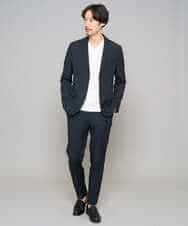 KHLED01069 a.v.v MEN(アー・ヴェ・ヴェ) 【イージーケア/洗濯機で洗える/ストレッチ】グレンチェックストレッチスマートスラックス ネイビー